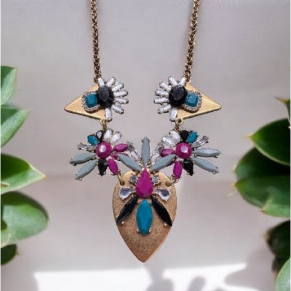 NWT J Crew Statement Necklace Gold Tone